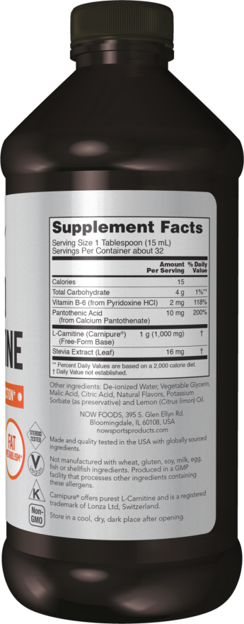 NOW L-Carnitine Liquid 1000 mg