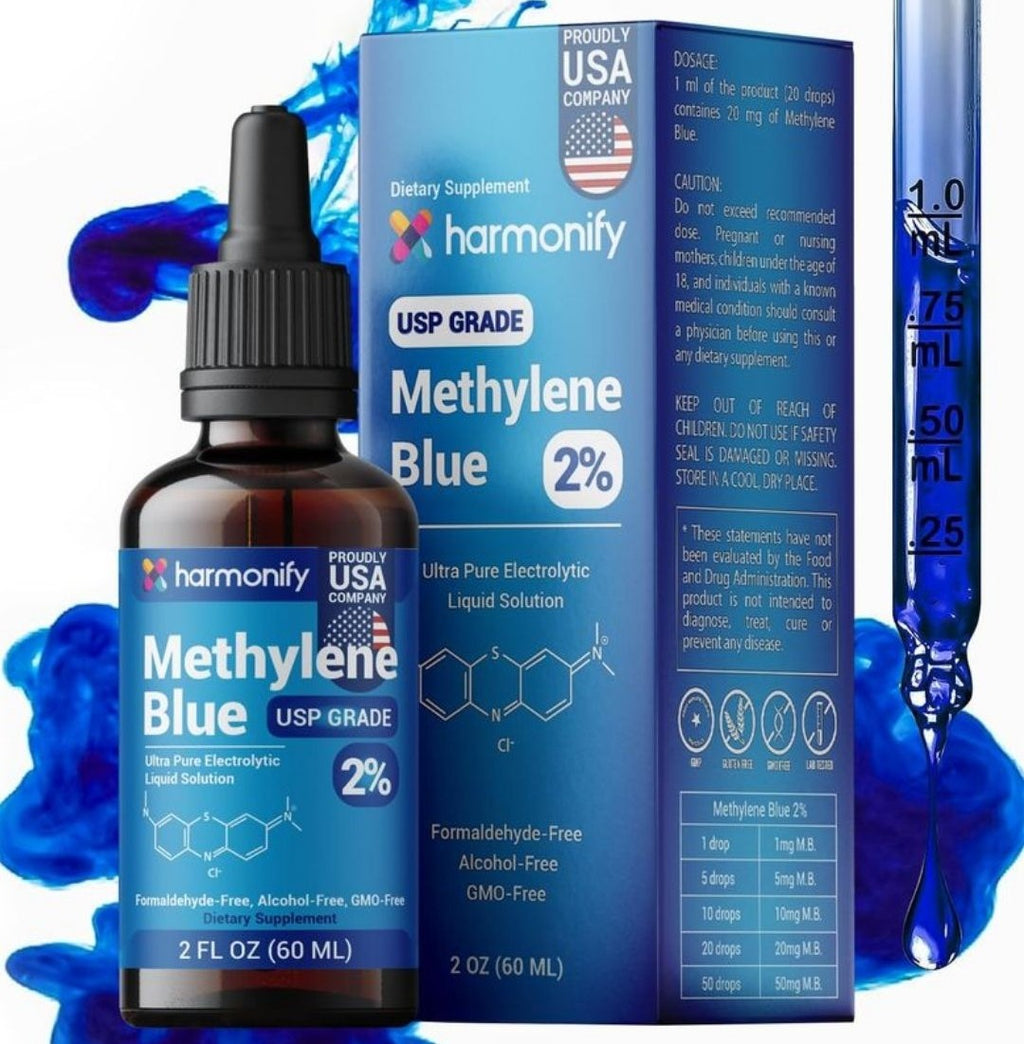 HARMONIFY Methylene Blue USP Grade%2, 60 ml - 2 Fl.Oz, Proudly USA Company