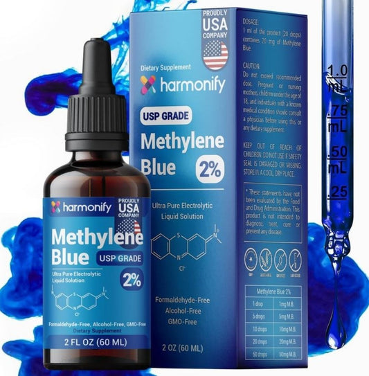 HARMONIFY Methylene Blue USP Grade%2, 60 ml - 2 Fl.Oz, Proudly USA Company