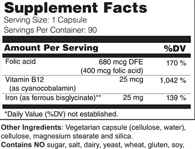 Iron 25mg w/ B12 and Folate