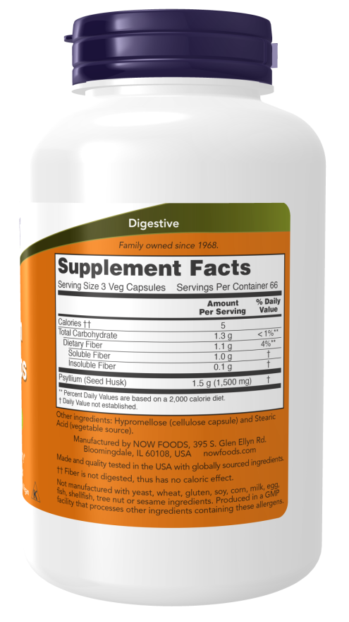 Now Psyllium Husk Caps 500 mg