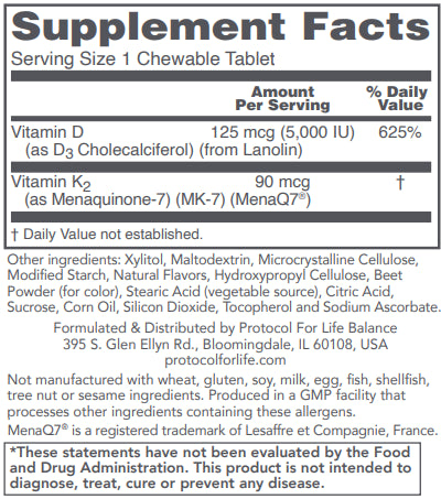 Vitamin D3 + K2 (Chewable)